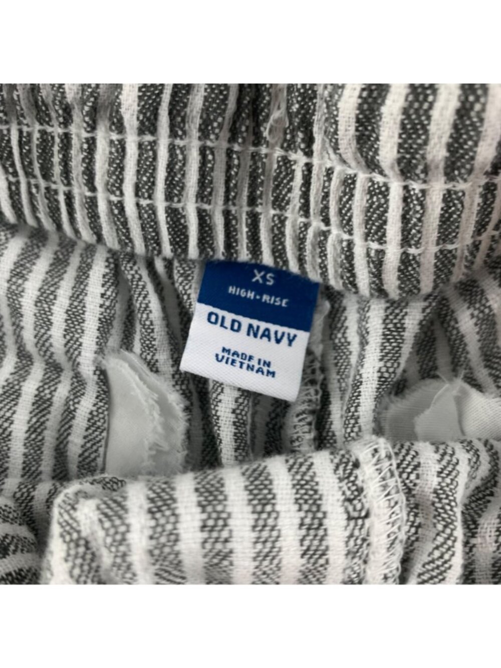 Old Navy Black White Striped High Rise Linen Blend Pull On Shorts XS - Picture 3 of 5